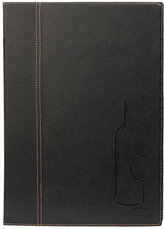 TRENDY CARTE DES VINS SIMILI CUIR FORMAT A4 NOIRE