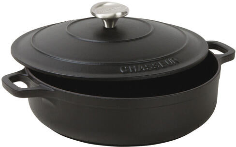 LE CHASSEUR COCOTTE BASSE AVEC COUVERCLE NOIRE 24 CM