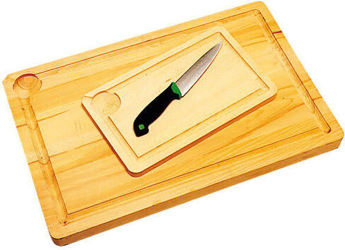 PLANCHE À DÉCOUPER EN HÊTRE AVEC RIGOLE 40 X 24 X 2 CM