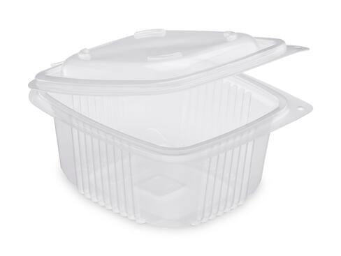 BOÎTE À COUVERCLE CHARNIÈRE PLASTIQUE POLYPROPYLÈNE 500ML TRANSPARENT X600