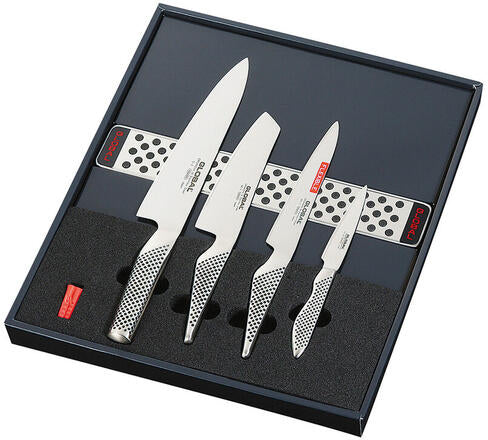 GLOBAL SÉRIE G SET 4 COUTEAUX GLOBAL + BARRE
