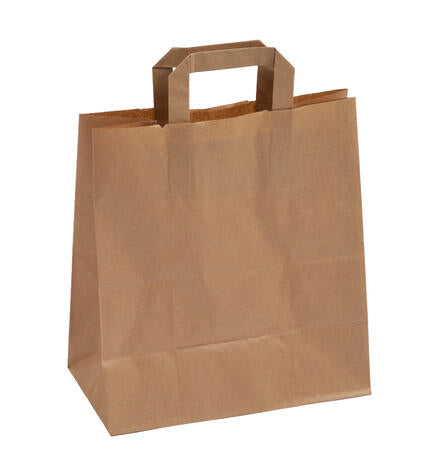 SAC POIGNÉES PLATES PAPIER 26+14X29CM MARRON X250