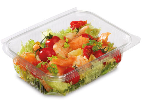 BOÎTE À COUVERCLE CHARNIÈRE PLASTIQUE APET 750ML TRANSPARENT X400