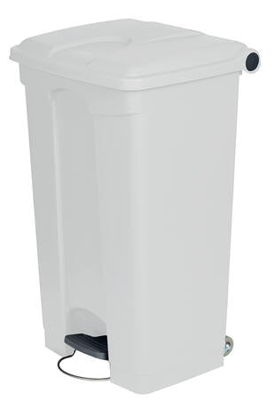 POUBELLE AVEC COUVERCLE À OUVERTURE À PÉDALE ET ROUES 90 LITRES