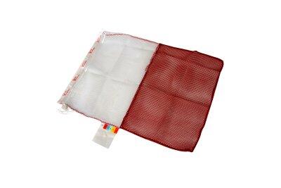 FILET DE LAVAGE 80X80CM BLANC / ROUGE