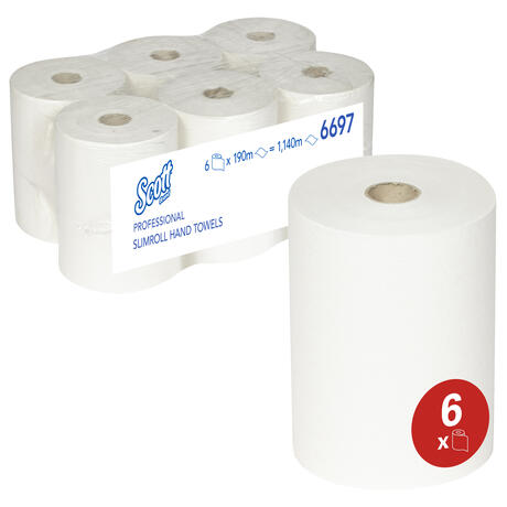 ESSUIE-MAINS ROULEAU SCOTT® SLIMROLL BLANC AIRFLEX 1 PLI 190M ECOLABEL X6