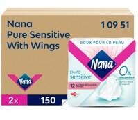 SERVIETTE HYGIÉNIQUE NANA PURE SENSITIVE ULTRA PLUS AILETTES PAQUET X12