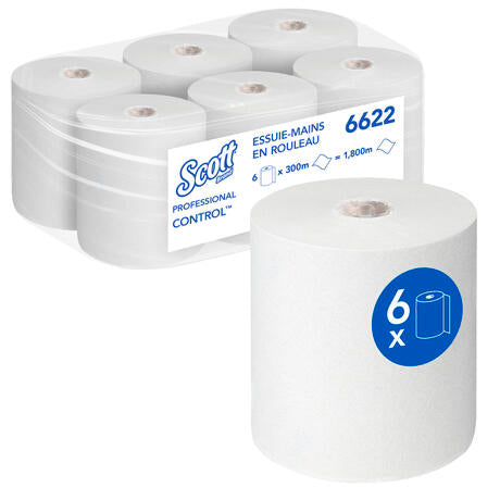 ESSUIE-MAINS ROULEAU SCOTT® CONTROL BLANC 300M 1 PLI ECOLABEL X6