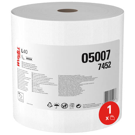 BOBINE DEVIDAGE CLASSIQUE NON TISSE WYPALL L40 BLANC 750 FORMATS 3 PLIS 31,5X31CM