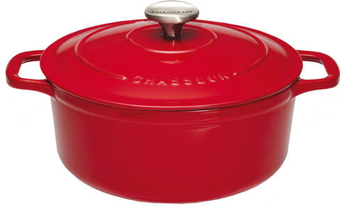 LE CHASSEUR COCOTTE RONDE AVEC COUVERCLE ROUGE 28 CM