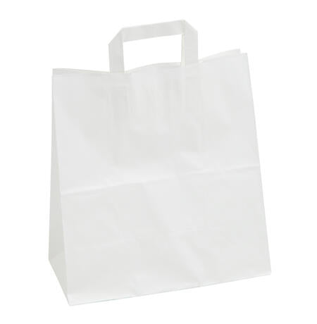 SAC POIGNÉES PLATES PAPIER 26+14X29CM BLANC X250
