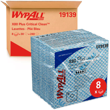 LAVETTE NON TISSEE USAGE UNIQUE WYPALL X80+ 35X34CM BLEU X30