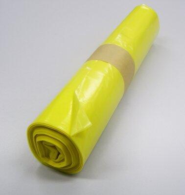 SAC POUBELLE 130L BASSE DENSITE DECHETS MOYENS SANS LIEN JAUNE TRANSLUCIDE X200