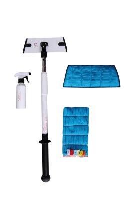 KIT DE LAVAGE VITRES ET SURFACES (MANCHE / SUPPORT / FRANGES / GANT)