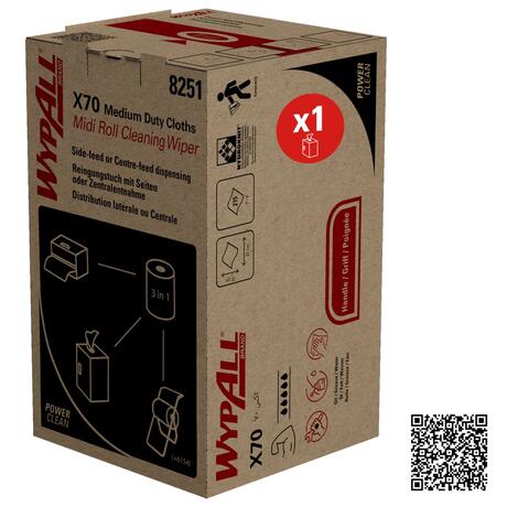 BOBINE WYPALL X70 BLEU MIDI ROLL 207 FORMATS BOITE DISTRIBUTRICE