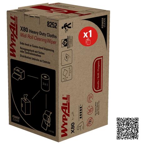 BOBINE WYPALL X80 BLANC MIDI ROLL 180 FORMATS BOITE DISTRIBUTRICE