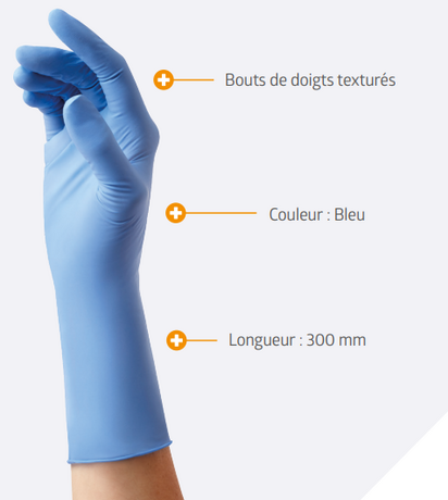 GANT NITRILE BLEU NON POUDRÉ SENSICARE® TAILLE XL BOÎTE X90