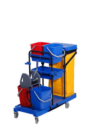 CHARIOT DE MENAGE TUBULAIRE AVEC PRESSE