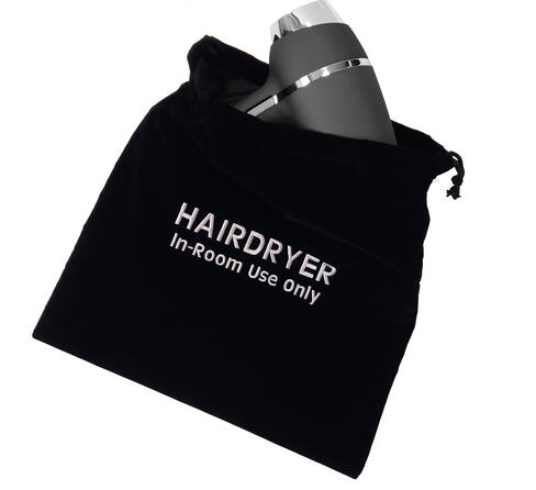 SAC EN VELOURS NOIR POUR SÈCHE-CHEVEUX