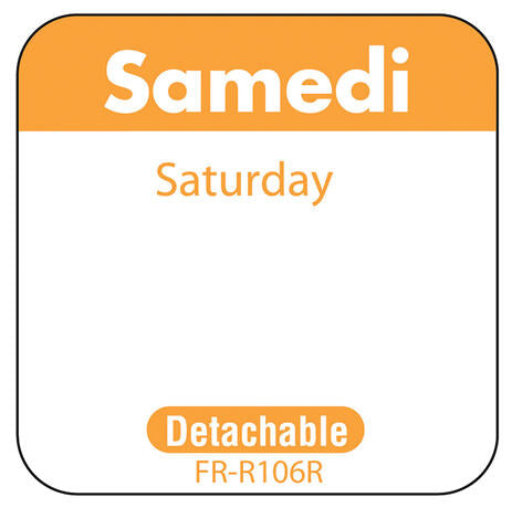 ÉTIQUETTES DLC JOUR DE LA SEMAINE AUTOCOLLANTES 2,5X2,5 CM SAMEDI ORANGE X1000