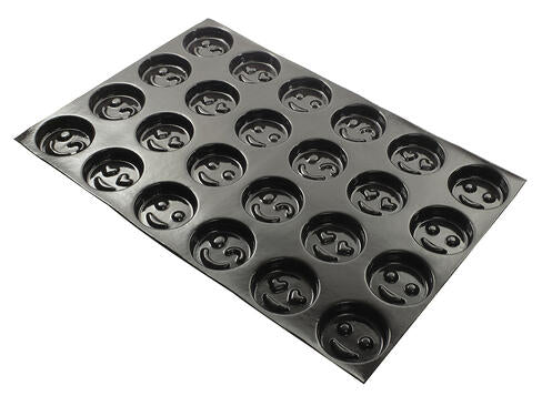 FLEXIPAN 60X40 PLAQUE DE 24 SMILEYS (12 COEURS, 12 SOURIRES)  Ø 7,8 H 2 CM