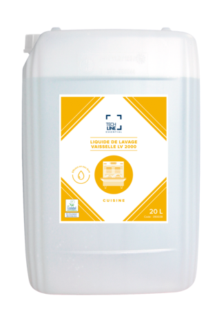 DETERGENT LIQUIDE VAISSELLE EAU DURE TECHLINE LV2000 ECOLABEL EU 20L