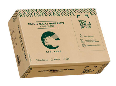 ESSUIE-MAINS ROULEAU TECHLINE POSITIVE BLANC 250M 1PLI ECOLABEL X6