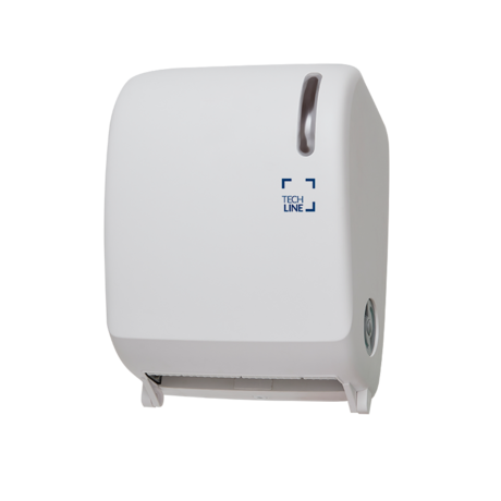 DISTRIBUTEUR D’ESSUIE-MAINS ROULEAUX À DÉCOUPE AUTOMATIQUE TECHLINE BLANC