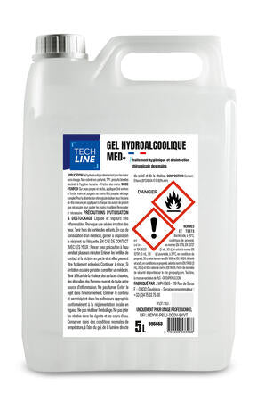 GEL HYDROALCOOLIQUE MED+ TECHLINE BIDON 5L