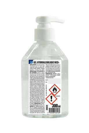 GEL HYDROALCOOLIQUE MED+ TECHLINE FLACON POMPE 300ML X12