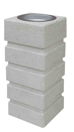 CENDRIER 1,5L A POSER BETON COUPELLE INOX ARES BLANC SABLE