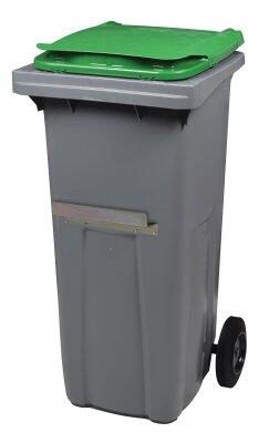 CONTENEUR KOROK 240L 2 ROUES AVEC BARRE VENTRALE GRIS / VERT