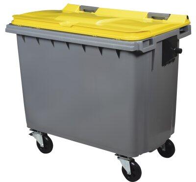 CONTENEUR KOROK 660L 4 ROUES SANS BARRE VENTRALE GRIS / JAUNE