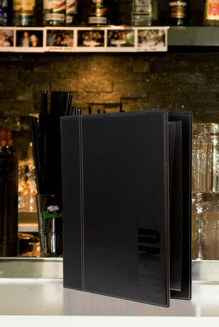 TRENDY CARTE DES VINS SIMILI CUIR FORMAT A4 NOIRE