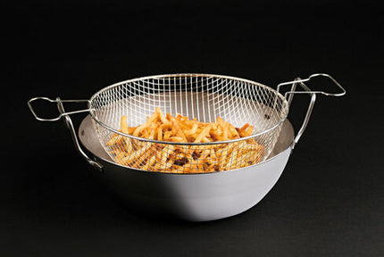 BASSINE À FRITURE EN TÔLE D'ACIER NOIRE AVEC PANIER 40 CM