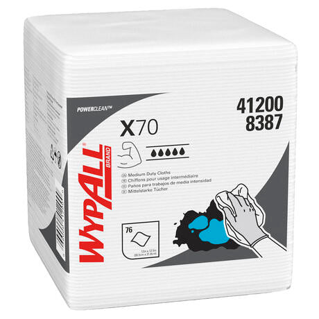 CHIFFON WYPALL X70 POWER CLEAN NON TISSEE USAGE COURT BLANC 76 FORMATS 31X42CM X12