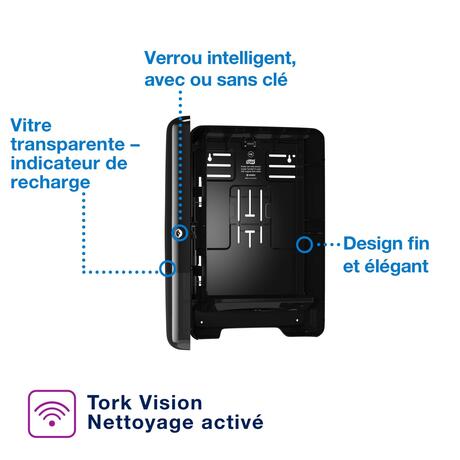 DISTRIBUTEUR D’ESSUIE-MAINS PLIÉS TORK XPRESS® H2 NOIR