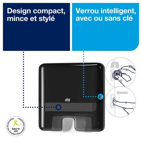 DISTRIBUTEUR D’ESSUIE-MAINS PLIÉS TORK XPRESS® MINI H2 NOIR