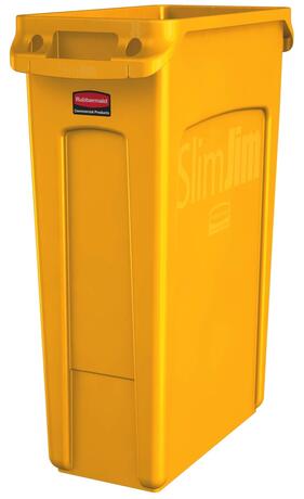 POUBELLE SLIM JIM 87L JAUNE AVEC CONDUITS D'AERATION