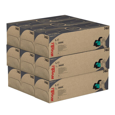 LAVETTE NON TISSEE USAGE UNIQUE WYPALL L40 BLANC 90 FORMATS BOITE DISTRIBUTRICE 41,5X25CM X9