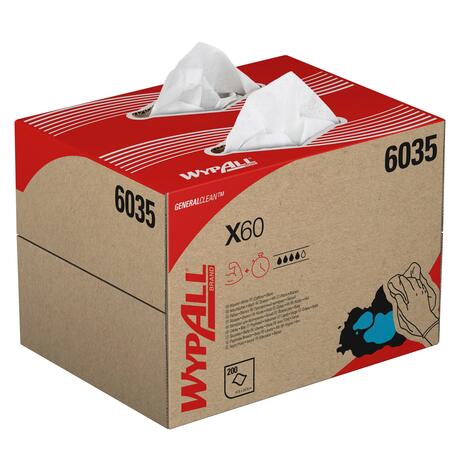 LAVETTE NON TISSEE USAGE COURT WYPALL X60 BOITE DISTRIBUTRICE BLANC 31X42CM X200