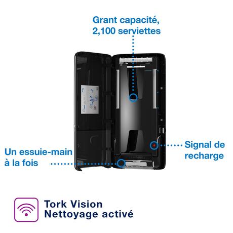 DISTRIBUTEUR D’ESSUIE-MAINS CONTINUS TORK® PEAKSERVE® H5 NOIR