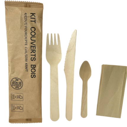 KIT COUVERTS BOIS 4 EN 1 X500