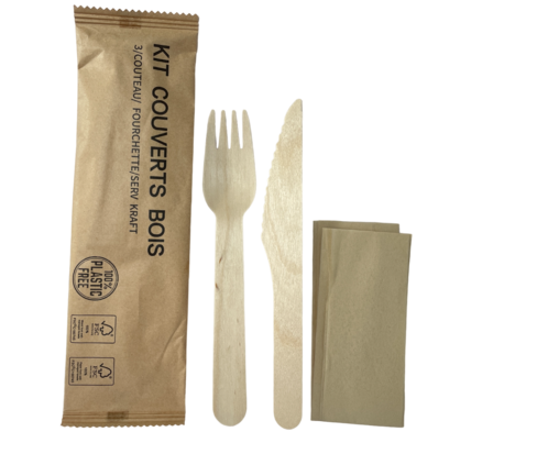 KIT COUVERTS BOIS 3 EN 1 X500