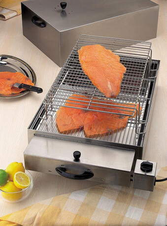 FUMOIR INOX 2 ÉTAGES POUR FUMAGE À FROID 71.5 X 41.5 X 36 CM
