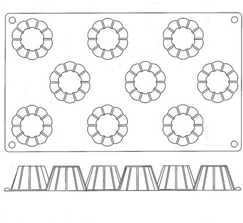 GASTROFLEX PLAQUE GN 1/3 325X176 DE 9 BRIOCHETTES 5.2 CM