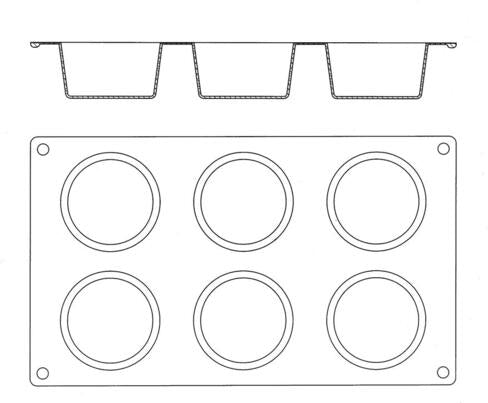 GASTROFLEX PLAQUE GN 1/3 325X176 DE 6 MUFFINS 7 CM