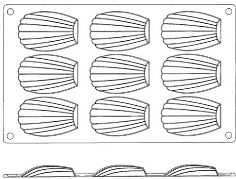 GASTROFLEX PLAQUE GN 1/3 325X176 DE 9 MADELEINES 6.8X3.8 CM