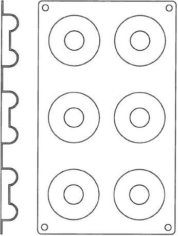 GASTROFLEX PLAQUE GN 1/3 325X176 DE 6 SAVARINS 6.5 CM
