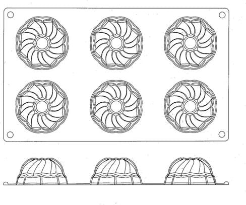 GASTROFLEX PLAQUE GN 1/3 325X176 6 MINI-KOUGLOFS 7.2X3.6CM